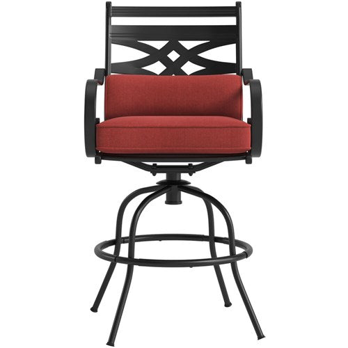 Hanover - Montclair 9pc High Dining: 8 Swivel Chairs, 60" Square High Table - Chili Red/Brown-United Backyard