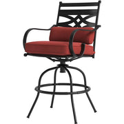 Hanover - Montclair 9pc High Dining: 8 Swivel Chairs, 60" Square High Table - Chili Red/Brown-United Backyard