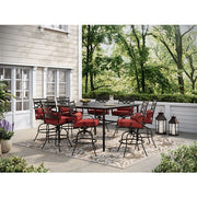 Hanover - Montclair 9pc High Dining: 8 Swivel Chairs, 60" Square High Table - Chili Red/Brown-United Backyard