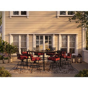 Hanover - Montclair 9pc High Dining: 8 Swivel Chairs, 60" Square High Table - Chili Red/Brown-United Backyard