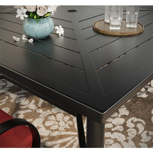 Hanover - Montclair 9pc High Dining: 8 Swivel Chairs, 60" Square High Table - Chili Red/Brown-United Backyard