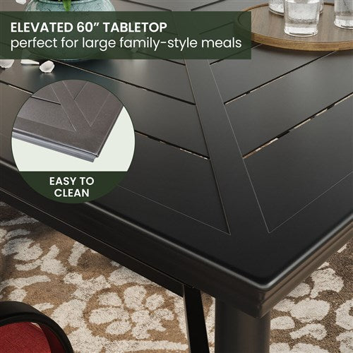 Hanover - Montclair 9pc High Dining: 8 Swivel Chairs, 60" Square High Table - Chili Red/Brown-United Backyard