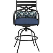 Hanover - Montclair 9pc High Dining: 8 Swivel Chairs, 60" Square High Table - Navy/Brown-United Backyard