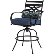 Hanover - Montclair 9pc High Dining: 8 Swivel Chairs, 60" Square High Table - Navy/Brown-United Backyard