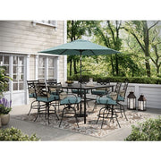 Hanover - Montclair 9pc High Dining: 8 Swivel Chairs, 60" Square High Table - Ocean Blue/Brown-United Backyard