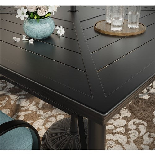 Hanover - Montclair 9pc High Dining: 8 Swivel Chairs, 60" Square High Table - Ocean Blue/Brown-United Backyard