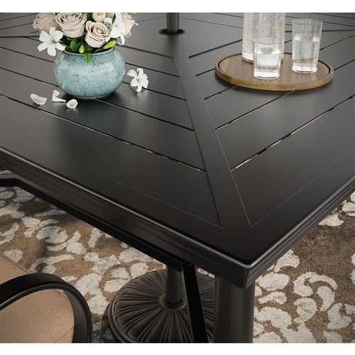 Hanover - Montclair 9pc High Dining: 8 Swivel Chairs, 60" Square High Table - Tan/Brown-United Backyard