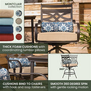 Hanover - Montclair 9pc High Dining: 8 Swivel Chairs, 60" Square High Table - Tan/Brown-United Backyard