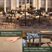 Hanover - Montclair 9pc High Dining: 8 Swivel Chairs, 60" Square High Table - Tan/Brown-United Backyard