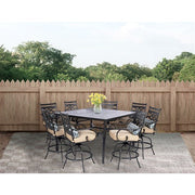 Hanover - Montclair 9pc High Dining: 8 Swivel Chairs, 60" Square High Table - Tan/Brown-United Backyard