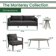 Hanover - Monterey 5pc Seating Set: 2 Arm Chairs, Sofa, Coffee Table, Side Table - Grey/Brown-United Backyard