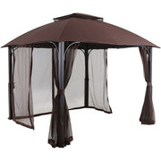 Hanover - Morning Vale9.9'x9.35' Aluminum and Steel Gazebo with Netting - Brown/Dark Gray-United Backyard