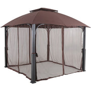 Hanover - Morning Vale9.9'x9.35' Aluminum and Steel Gazebo with Netting - Brown/Dark Gray-United Backyard