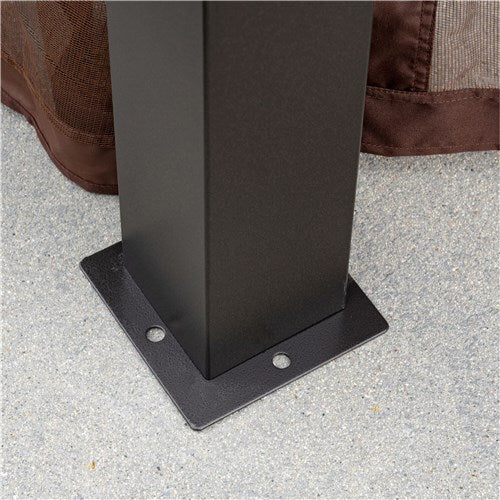 Hanover - Morning Vale9.9'x9.35' Aluminum and Steel Gazebo with Netting - Brown/Dark Gray-United Backyard