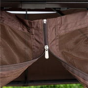 Hanover - Morning Vale9.9'x9.35' Aluminum and Steel Gazebo with Netting - Brown/Dark Gray-United Backyard