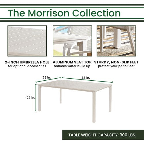 Hanover - Morrison 7pc Dining: 6 Sling Chairs and 66"x38" Slat Table - White/Multi-United Backyard
