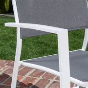 Hanover - Naples 11pc: 10 Aluminum Sling Chairs, Aluminum Extension Table - White/Gray-United Backyard