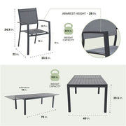 Hanover - Naples 11pc Dining Set: 10 Sling Back Chairs, 1 Aluminum Table - Aluminum-United Backyard