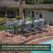 Hanover - Naples 11pc Dining Set: 10 Sling Back Chairs, 1 Aluminum Table - Aluminum-United Backyard