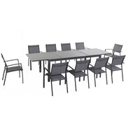 Hanover - Naples 11pc Dining Set: 10 Sling Back Chairs, 1 Aluminum Table - Aluminum-United Backyard