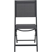 Hanover - Naples 5pc: 4 Aluminum Sling Folding Chairs, 38" Square Slat Top Table - Gray/Gray-United Backyard