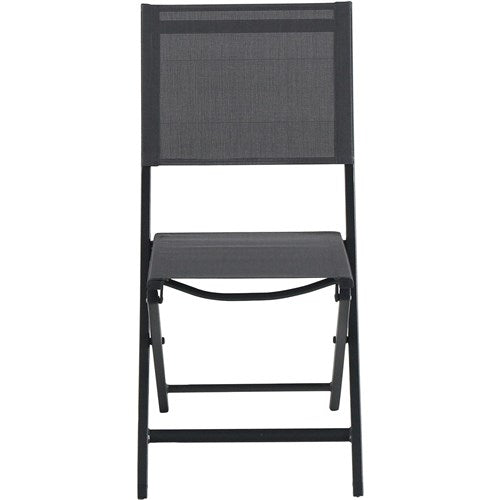 Hanover - Naples 5pc: 4 Aluminum Sling Folding Chairs, 38" Square Slat Top Table - Gray/Gray-United Backyard