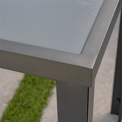 Hanover - Naples 5pc Bar Set: 4 Sling Bar Chairs and Glass Bar Table - White/Gray-United Backyard