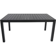 Hanover - Naples 7pc: 6 Aluminum Sling Chairs, 63x35" Aluminum Slat Table - Gray/Gray-United Backyard