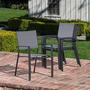 Hanover - Naples 7pc: 6 Aluminum Sling Chairs, 63x35" Aluminum Slat Table - Gray/Gray-United Backyard
