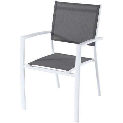 Hanover - Naples 7pc: 6 Aluminum Sling Chairs, Aluminum Extension Table - White/Gray-United Backyard