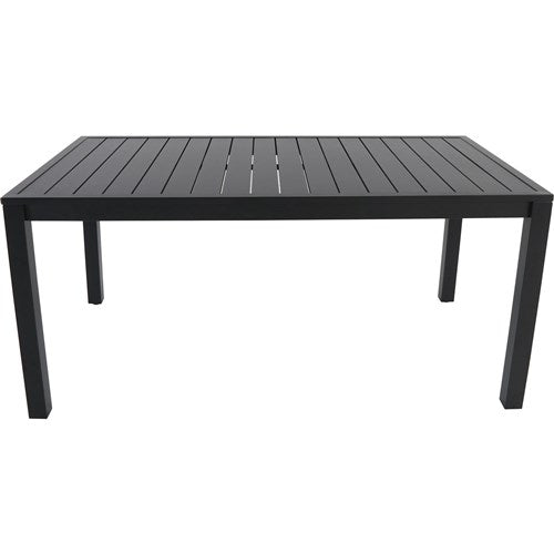 Hanover - Naples 7pc: 6 Aluminum Sling Folding Chairs, 63x35" Aluminum Slat Table - Gray/Gray-United Backyard