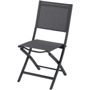 Hanover - Naples 7pc: 6 Aluminum Sling Folding Chairs, 63x35" Aluminum Slat Table - Gray/Gray-United Backyard