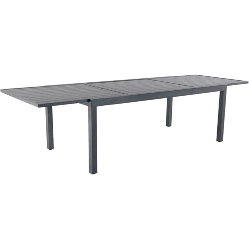 Hanover - Naples 7pc: 6 High Back Padded Sling Chairs, Aluminum Extension Table - Gray/Gray-United Backyard