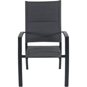 Hanover - Naples 9pc: 8 High Back Padded Sling Chairs, Aluminum Extension Table - Gray/Gray-United Backyard