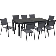 Hanover - Naples 9pc Dining Set: 8 Sling Back Chairs, 1 Aluminum Table - Aluminum-United Backyard