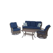 Hanover - Orleans 4pc Seating Set: 2 Swivel Gliders, Sofa, Coffee Table - Gray/Navy-United Backyard