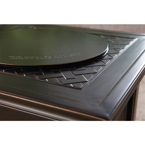 Hanover - Orleans 5pc: 4 Swivel Gliders and 26" Square Fire Pit - Green/Bronze-United Backyard