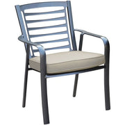 Hanover - Pemberton 3pc: 2 Alum Dining Chairs w/ Cushion and 1 30" Square Slat Table - Cast Ash/Gunmetal-United Backyard