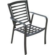 Hanover - Pemberton 5pc: 4 Alum Dining Chairs w/ Cushion and 1 38" Sq Glass Table- Cast Ash/Gunmetal-United Backyard