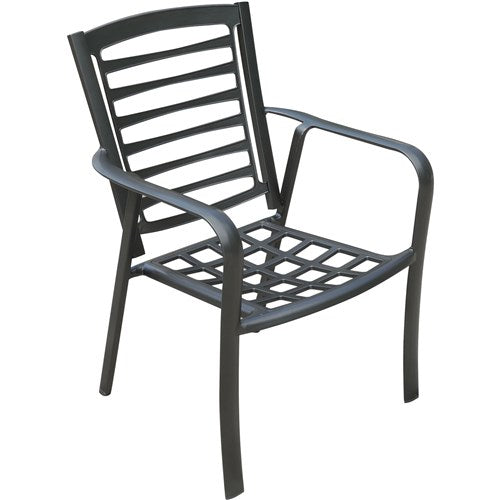 Hanover - Pemberton 5pc: 4 Alum Dining Chairs w/ Cushion and 1 38" Sq Glass Table- Cast Ash/Gunmetal-United Backyard