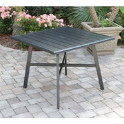 Hanover - Pemberton 5pc: 4 Alum Dining Chairs w/ Cushion and 1 38" Sq Slat Table - Cast Ash/Gunmetal-United Backyard