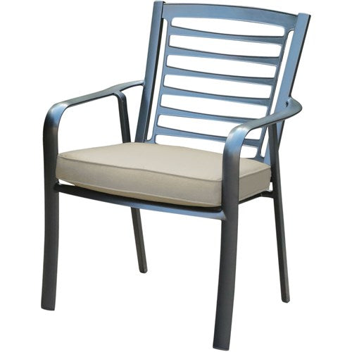 Hanover - Pemberton 5pc: 4 Alum Dining Chairs w/ Cushion and 1 38" Sq Slat Table - Cast Ash/Gunmetal-United Backyard