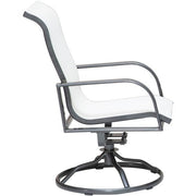 Hanover - Phoenix 5pc: 4 Alum Sling Swivel Rockers, 48" Round Glass Dining Table - White/Grey-United Backyard