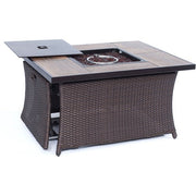 Hanover - San Marino 4pc Fire Pit Set with Wood Grain Tile Top - Brown/Tan-United Backyard