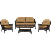 Hanover - San Marino 4pc Set: 1 Loveseat, 2 Side Chairs, 1 Coffee Table - Brown/Tan-United Backyard