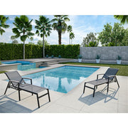 Hanover - Seaside Alum Chaise Lounge with Fauxwood Arms - Grey/Wood-United Backyard