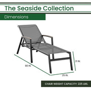 Hanover - Seaside Alum Chaise Lounge with Fauxwood Arms - Grey/Wood-United Backyard