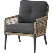 Hanover - Sedona 6pc Fire Pit Set: 2 Chairs, Sofa, 2 Ottomans, Slat Fire Pit - Tan/Charcoal-United Backyard