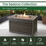 Hanover - Sedona Rectangle KD Gas Slat Top Fire Pit - Grey-United Backyard