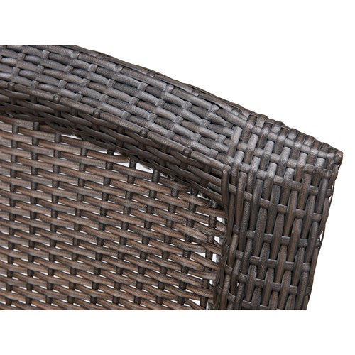 Hanover - Strathmere 4pc: Loveseat, 2 Swivel Gliders, Woven Coffee Table - Brown/Navy-United Backyard